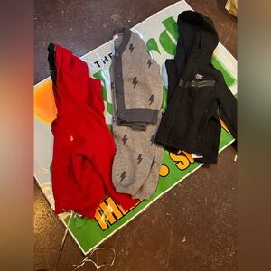 Red and Black Hoodies with Gray Lightning Sweater